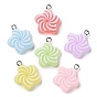 Opaque Resin Pendants, Druzy Star Charms with Platinum Plated Iron Loops