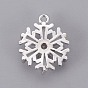 Brass Cubic Zirconia Pendants, Long-Lasting Plated, Christmas Snowflake, Clear