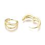 925 Sterling Silver Hoop Earrings, with Clear Cubic Zirconia, with S925 Stamp