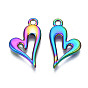 Rainbow Color Alloy Pendants, Cadmium Free & Nickel Free & Lead Free, Heart