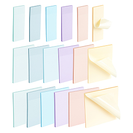 CRASPIRE 18 Book 18 Style PET Transparent Sticky Note Pads, Waterproof Memo Pad, for Office & School Supplies, Rectangle & Square