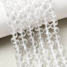 Natural Quartz Crystal Rock Crystal Double Point Beads Strands, Faceted Bicone Beads, Top Drilled
