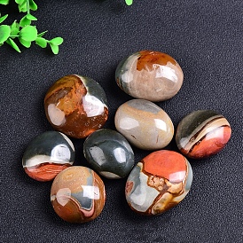 Natural Ocean Jasper Oval Palm Stone Reiki Polished Healing Pocket Worry Stone Crystal for Anxiety Stress Relief Therapy