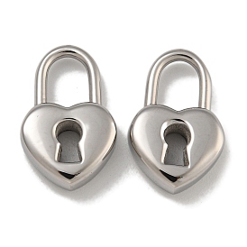 Valentine's Day 304 Stainless Steel Pendants, Manual Polishing, Heart Padlock Charms