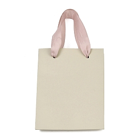 Бумажные подарочные пакеты с ручками из розовой ленты., на свадьбу день рождения детский душ, переработанные пакеты, прямоугольные