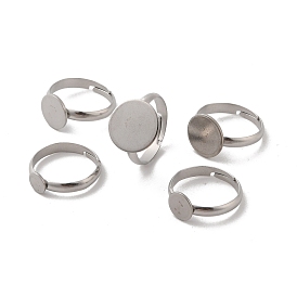 304 Stainless Steel Pad Ring Settings, Flat Round
