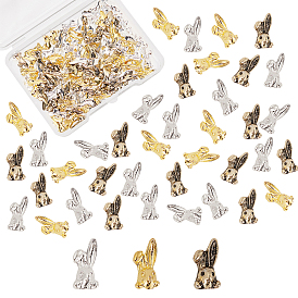 Olycraft 120Pcs 3 Colors Alloy Cabochons, Nail Art Decoration Accessories, Rabbit, DIY Crystal Epoxy Resin Material Filling, Cadmium Free & Lead Free