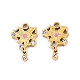 304 эмалированная нержавеющая сталь с подвесками из стразов, сердце прелести, ионное покрытие (ip)