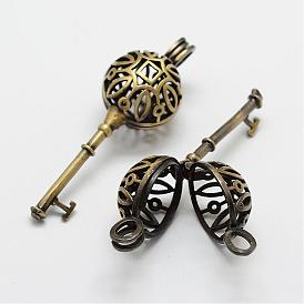 Brass Locket Pendants, Cage Pendants, Ball Cage Pendants, Hollow Key