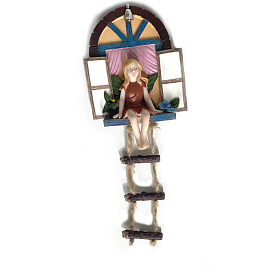 Resin Fairy Ladder Wall Ornament, for Outdoor Garden Tree Decoration