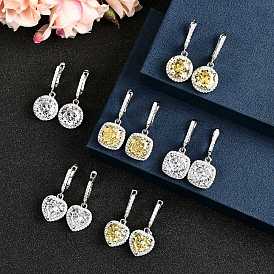 925 Серьги-кольца из стерлингового серебра с микропаве и кубическими циркониями, Реальная платина