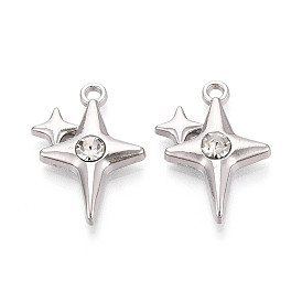 Подвески из сплава с кристаллами и стразами, звезды прелести, без кадмия, без никеля и без свинца