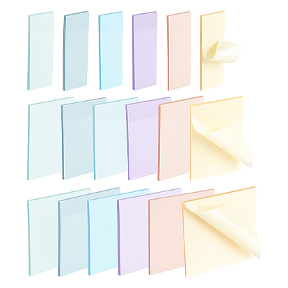 18 Book 18 Style PET Transparent Sticky Note Pads, Waterproof Memo Pad, for Office & School Supplies, Rectangle & Square