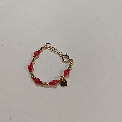 Baking Paint Pearlized Glass Pearl Beads Bracelets for Women, with Imitation Jade Glass Beads and Brass Bead, with Heart 201 Stainless Steel Charms