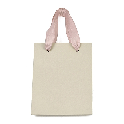 Бумажные подарочные пакеты с ручками из розовой ленты., на свадьбу день рождения детский душ, переработанные пакеты, прямоугольные