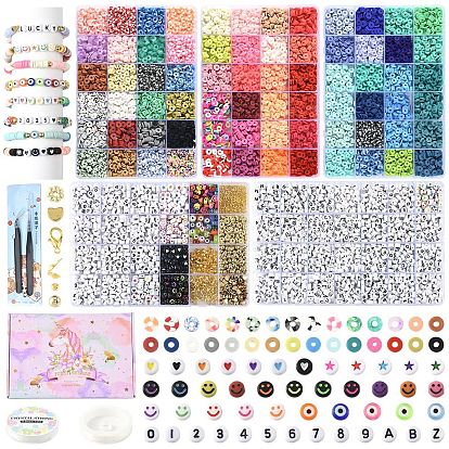 Наборы для изготовления браслетов из полимерной глины, плоских круглых/дисковых, бисерных, самодельных, ювелирных изделий