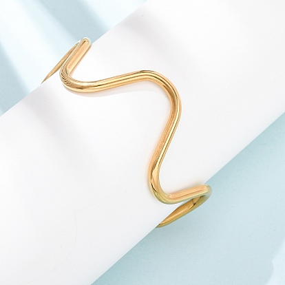 304 женские браслеты-манжеты из нержавеющей стали, волна, ионное покрытие (ip), долговечный