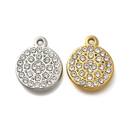 304 подвески из нержавеющей стали, со стразами, ионное покрытие (ip), круглые