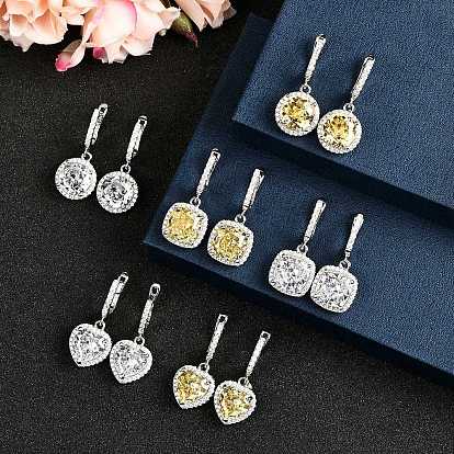 925 Серьги-кольца из стерлингового серебра с микропаве и кубическими циркониями, Реальная платина