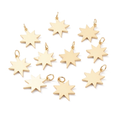 Brass Charms, with Jump Rings, Long-Lasting Plated, Snowflake