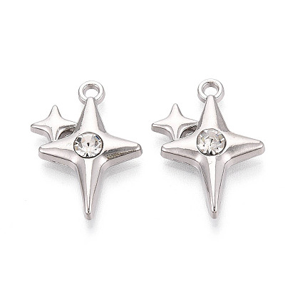 Подвески из сплава с кристаллами и стразами, звезды прелести, без кадмия, без никеля и без свинца