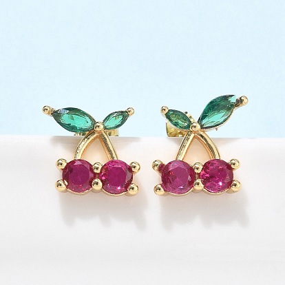 Латунь кубического циркония серьги стержня, вишня