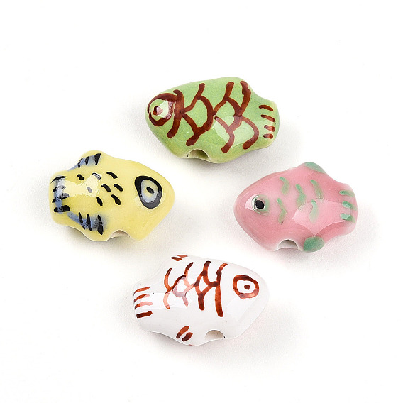 Фарфоровые бусины ручной работы, пастельный фарфор, рыба