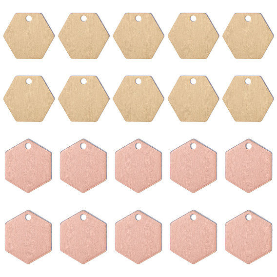 32 Stk. 2 Farben Messing Charms, leere tag stempeln, langlebig überzogen, Hexagon