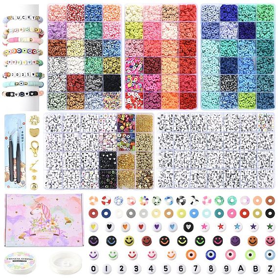 Наборы для изготовления браслетов из полимерной глины, плоских круглых/дисковых, бисерных, самодельных, ювелирных изделий