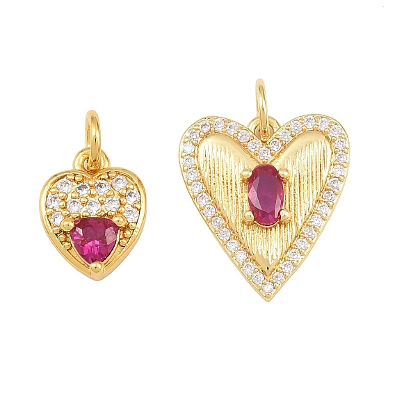 Micro latón allanan colgantes cúbicos del zirconia, encantos del corazón, sin plomo y cadmio, chapado en rack, larga duración plateado