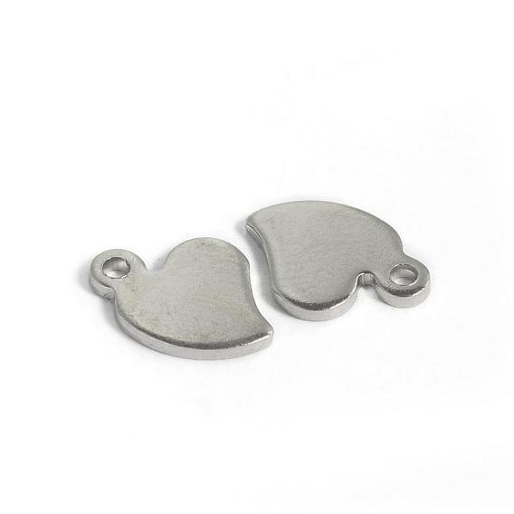 304 Stainless Steel Charms, Heart, Tag Charms