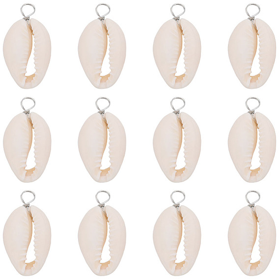 30шт. подвески из натуральной ракушки каури, подвески в виде ракушек с петлями из экологически чистой медной проволоки