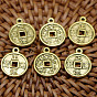 Tibetan Style Alloy Pendants, Flat Round with Chinese Character Charms