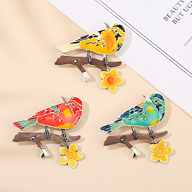 Retro sparrow brooch accessories bird corsage Chinese metal pin women's waist decoration