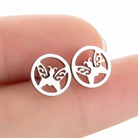 Geometric Round Stainless Steel Hollow Butterfly Ear Bone Stud - Fashionable and Cute