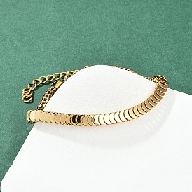 304 женские браслеты-цепочки со звеньями из нержавеющей стали, плоско-круглые, вакуумное покрытие pvd