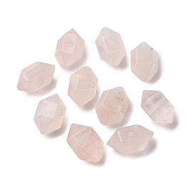 Природного розового кварца бусы, граненые, двухконусные