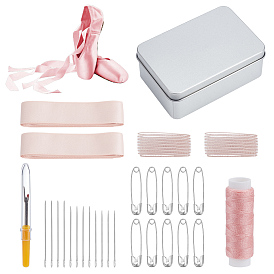 1Pc Plastic Handle Iron Seam Rippers, with Ribbon, Sewing Thread, Iron Safety Pins and Needle
