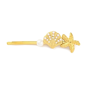 Starfish & Shell Shape 304 Stainless Steel Hair Bobby Pins, with Resin