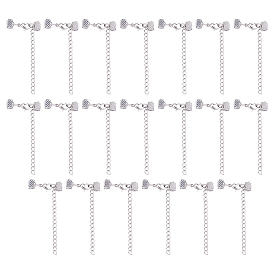304 Stainless Steel Curb Chain Extender, with Lobster Claw Clasps and Ribbon Crimp Ends