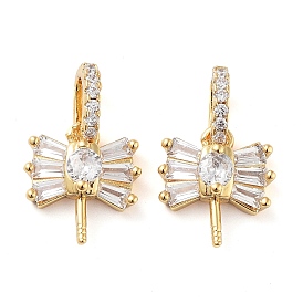 Rack Plating Brass Micro Pave Clear Cubic Zirconia Pendants, Long-Lasting Plated, Cadmium Free & Lead Free, Dragonfly