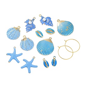 DIY Alloy Shell Starfish Shape Hoop Earring Making Kits