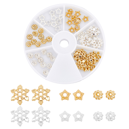 60Pcs 6 Style Brass Bead Caps