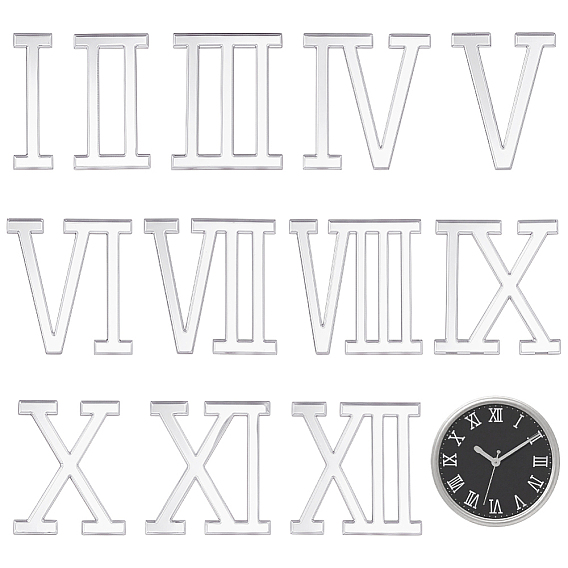 Cabochons acryliques, chiffre romain 1~12