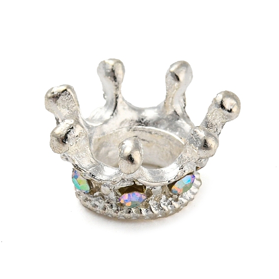 Цинковый сплав европейского бисера, со стразами, бусины с большим отверстием, корона