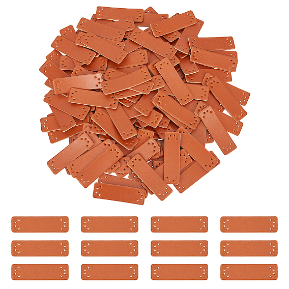 PU Leather Labels, Handmade Embossed Tag, with Holes, for DIY Jeans, Bags, Shoes, Hat Accessories, Rectangle