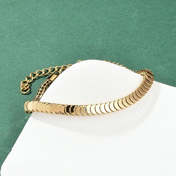 304 женские браслеты-цепочки со звеньями из нержавеющей стали, плоско-круглые, вакуумное покрытие pvd