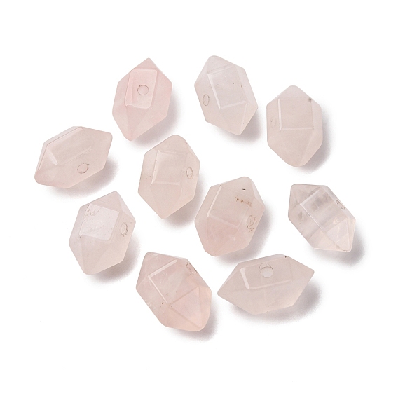 Природного розового кварца бусы, граненые, двухконусные