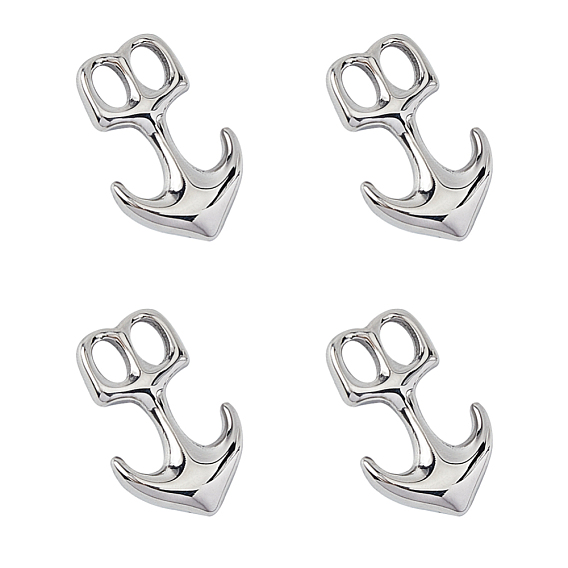 Smooth Surface 304 Stainless Steel Hook Clasps, For Leather Cord Bracelets Making, Anchor