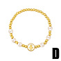 Minimalist Pearl Bracelet with Cross, Stars and Moon Charms - Elastic Stretch Handmade Jewelry